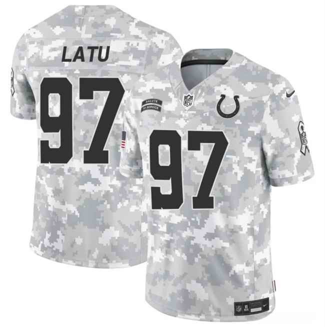 Men's Indianapolis Colts #97 Laiatu Latu 2024 F.U.S.E Arctic Camo Salute to Service Limited Stitched Football Jersey