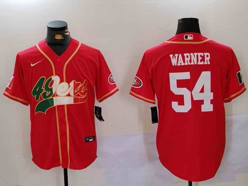 Men's San Francisco 49ers #54 Fred Warner Red Mexico With Patch Stitched Baseball Jersey