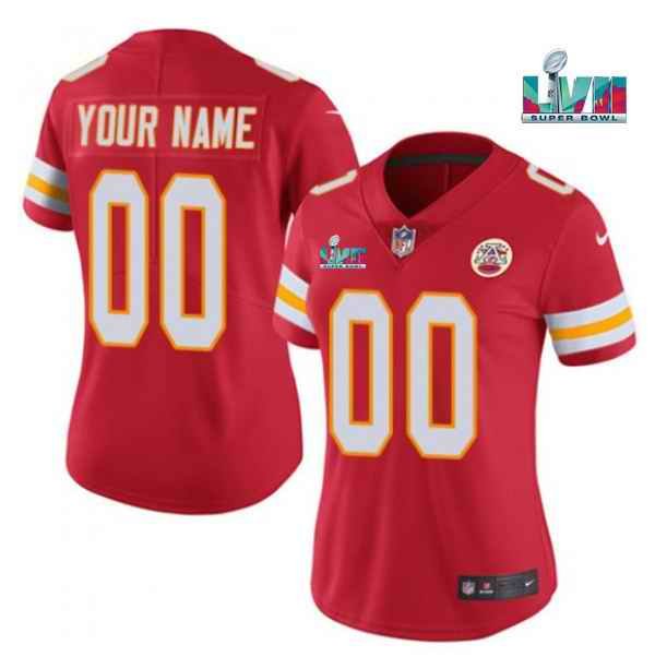 Women's Kansas City Chiefs Active Player Custom Red Super Bowl LVII Patch Vapor Stitched Jersey(Run Small)