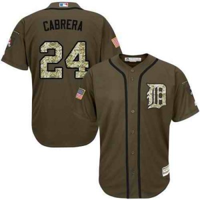 Tigers #24 Miguel Cabrera Green Salute to Service Stitched Youth MLB Jersey