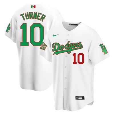 Men's Los Angeles Dodgers #10 Justin Turner White Green Mexico 2020 World Series Stitched Jersey