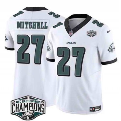 Men's Philadelphia Eagles #27 Quinyon Mitchell White 2024 New NFC East Champions F.U.S.E. Vapor Untouchable Limited Stitched Football Jersey