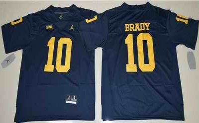 Wolverines #10 Tom Brady Navy Blue Jordan Brand Stitched NCAA Jersey