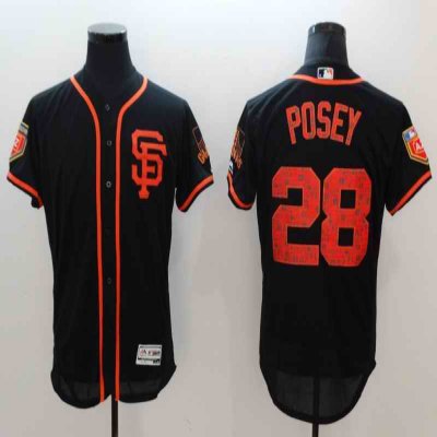 Men's San Franciscoc Giants #28 Buster Posey Black 2018 Spring Training Flexbase Stitched MLB Jersey