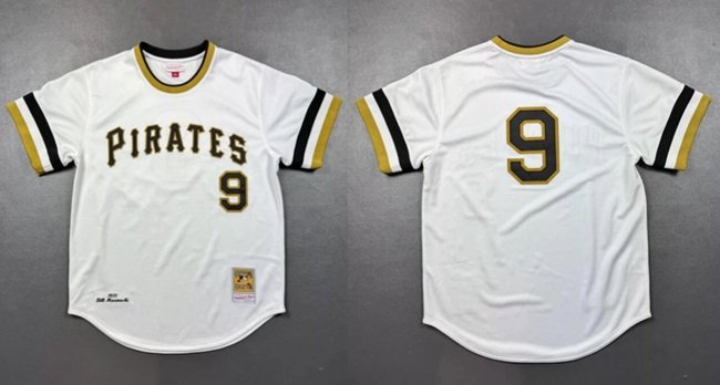 Men's Pittsburgh Pirates #9 Bill Mazeroski 1971 White Cool Base Stitched Baseball Jersey