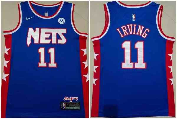 Men's Brooklyn Nets #11 Kyrie Irving Blue Stitched Basketball Jersey