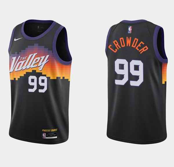 Men's Phoenix Suns #99 Jae Crowder Black City Edition Stitched Jersey