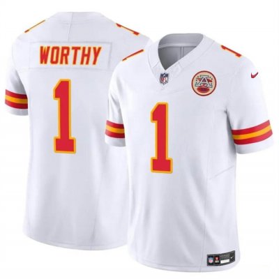 Youth Kansas City Chiefs #1 Xavier Worthy White 2023 F.U.S.E Vapor Untouchable Limited Stitched Football Jersey