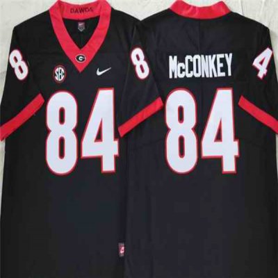 Men's Georgia Bulldogs #84 McCONKEY Black College Football Stitched Jersey