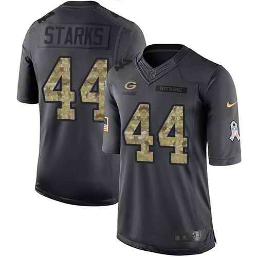 Nike Packers #44 James Starks Black Men's Stitched NFL Limited 2016 Salute To Service Jersey