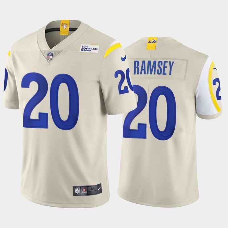 Men's Los Angeles Rams #20 Jalen Ramsey 2020 Bone Vapor Untouchable Limited Stitched Jersey