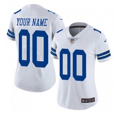 Women's Dallas Cowboys Customized White Vapor Untouchable Stitched Jersey(Run Small'