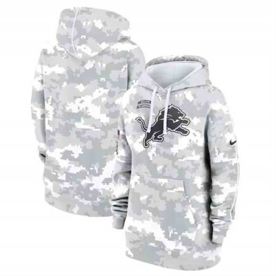 Women's Detroit Lions 2024 Arctic Camo Salute To Service Club Fleece Pullover Hoodie(Run Small)