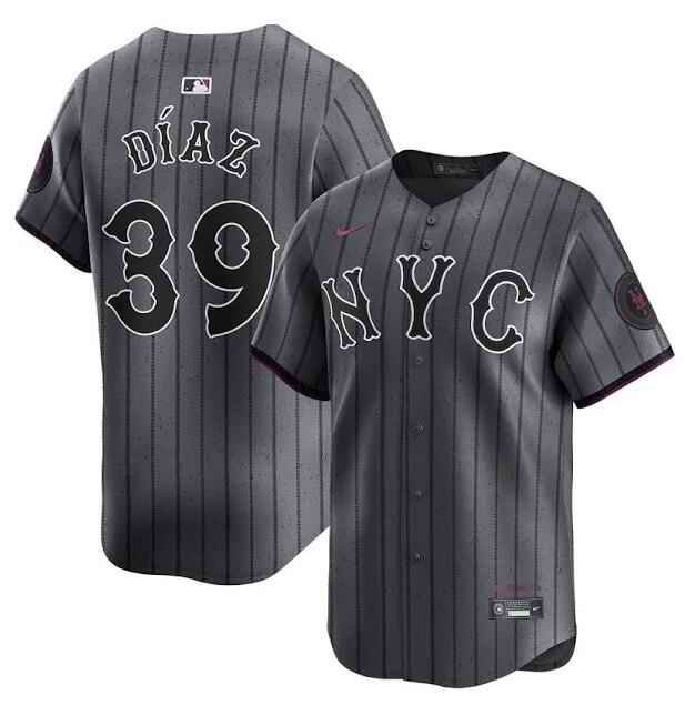 Men's New York Mets #39 Edwin D'az Graphite 2024 City Connect Limited Stitched Baseball Jersey