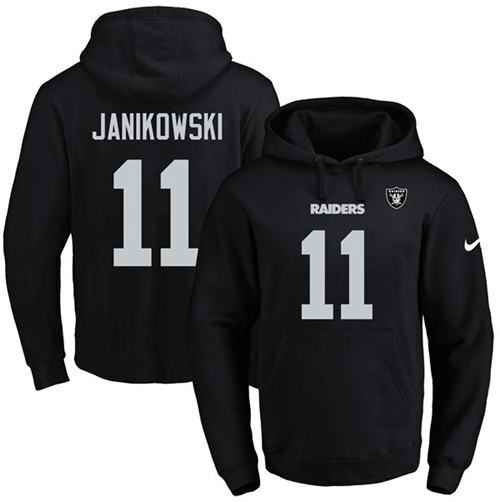 Nike Raiders #11 Sebastian Janikowski Black Name & Number Pullover NFL Hoodie