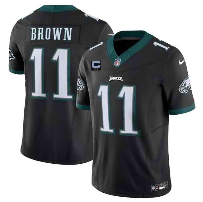 Men's Philadelphia Eagles #11 A. J. Brown Black 2024  F.U.S.E With 2-Star C Patch Vapor Untouchable Limited Stitched Football Jersey