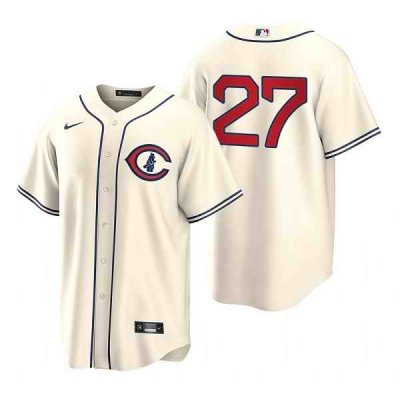 Men's Chicago Cubs #27 Seiya Suzuki 2022 Cream Field of Dreams Cool Base Stitched Baseball Jersey