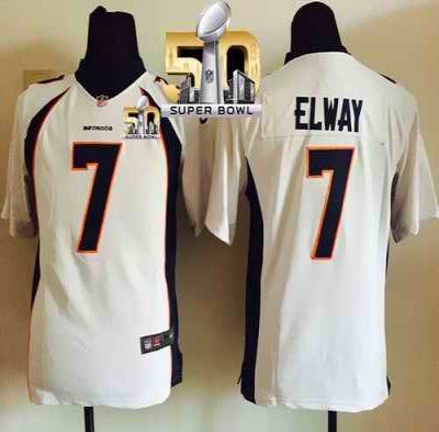 Nike Broncos #7 John Elway White Super Bowl 50 Youth Stitched NFL New Elite Jersey