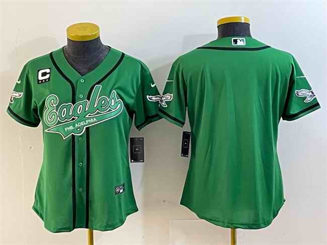 Youth Philadelphia Eagles Blank Green With 3-Star C Patch Cool Base Stitched Baseball Jersey