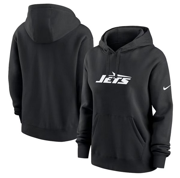 Women's New York Jets Black Club Fleece Pullover Hoodie(Run Small)