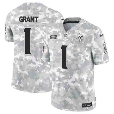 Men's Minnesota Vikings #1 Bud Grant 2024 F.U.S.E Arctic Camo Salute to Service Limited Stitched Football Jersey