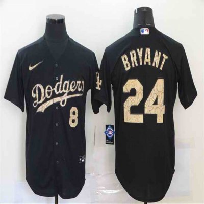 Youth Los Angeles Dodgers Front #8 Back #24 Kobe Bryant With KB Patch Black Cool Base Stitched MLB Jersey