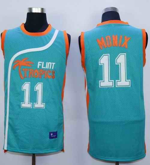 Flint Tropics #11 Ed Monix Blue Semi-Pro Movie Stitched Basketball Jersey