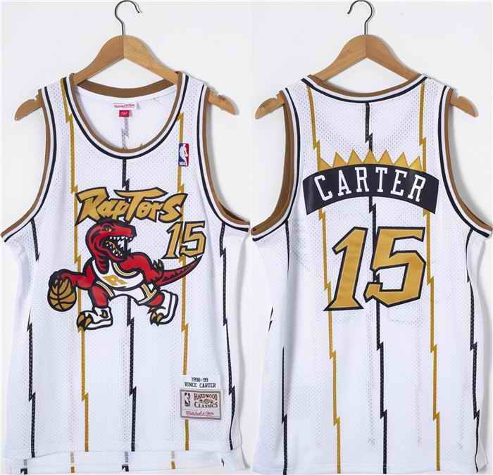 Men's Toronto Raptors #15 Vince Carter White Throwback Stitched Jersey