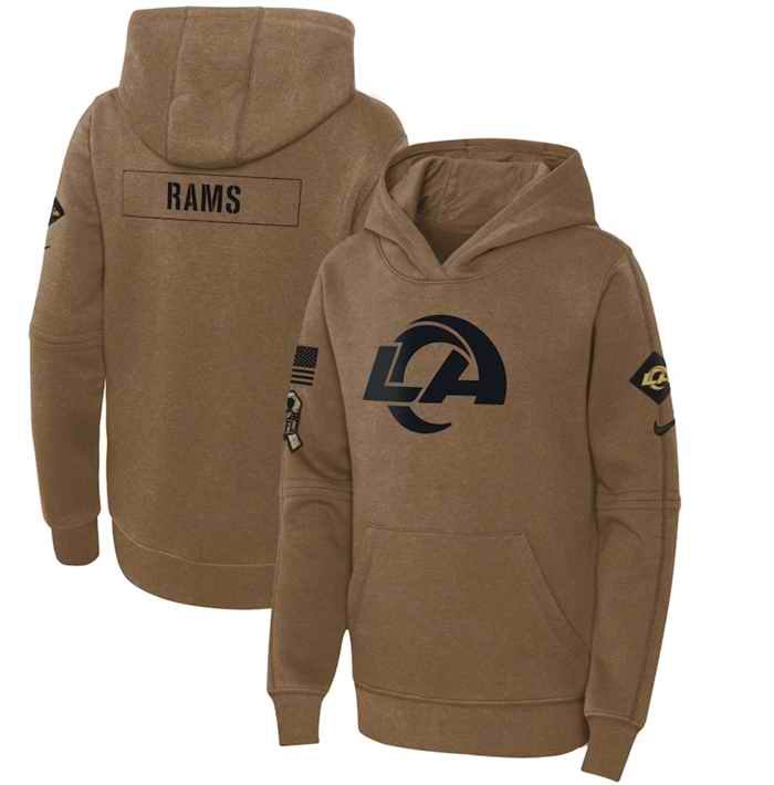 Youth Los Angeles Rams 2023 Brown Salute to Service Pullover Hoodie