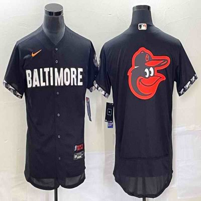 Men's Baltimore Orioles Big Logo In Back Black 2023 City Connect Flex Base Stitched Baseball Jersey