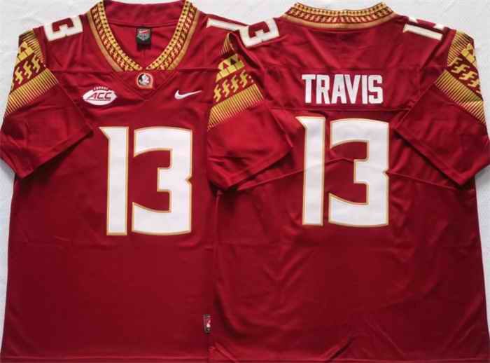 Florida State Seminoles Black #13 Travis Red Stitched Jersey