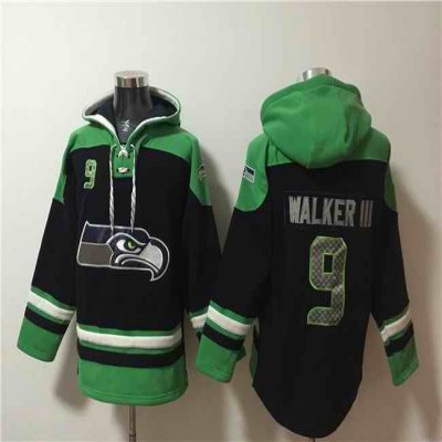 Men's  Seattle Seahawks #9 Kenneth Walker III Black Ageless Must-Have Lace-Up Pullover Hoodie