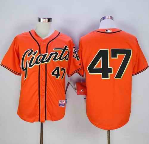 Giants #47 Johnny Cueto Orange Alternate Cool Base Stitched MLB Jersey