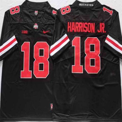 Men's Ohio State Buckeyes #18 Harrison jr Black/Red Stitched Jersey