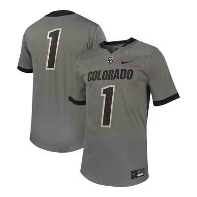 Men's Colorado Buffaloes #1 Gray Stitched Football Jersey