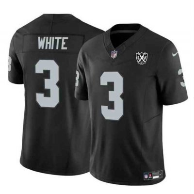 Men's Las Vegas Raiders #3 Zamir White Black 2024 F.U.S.E 65th Anniversary Patch Vapor Stitched Football Jersey