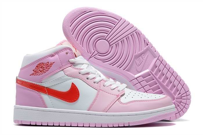 Women's Running Weapon Air Jordan 1 Pink/White Shoes 0221