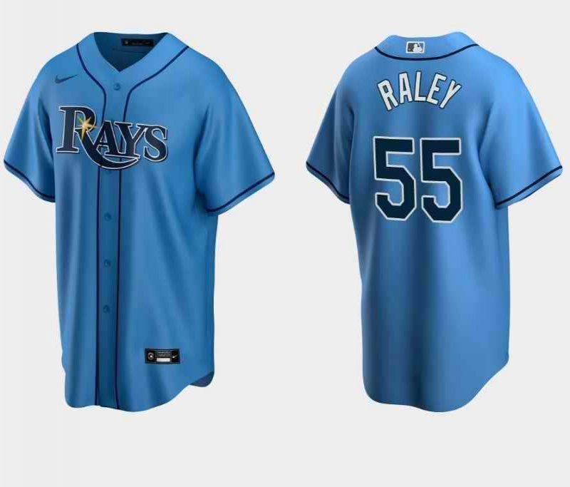 Men's Tampa Bay Rays #55 Luke Raley Light Blue Cool Base Stitched Baseball Jersey