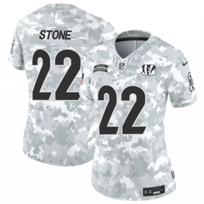 Women's Cincinnati Bengals #22 Geno Stone 2024 F.U.S.E Arctic Camo Salute to Service Limited Stitched Football Jersey(Run Small)