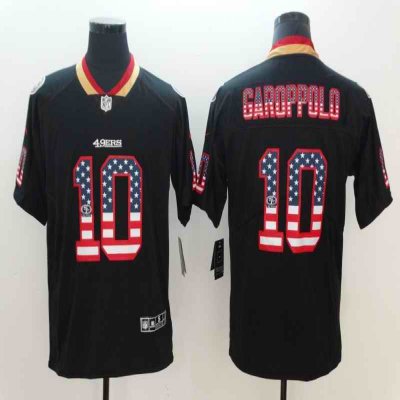 Men's San Francisco 49ers #10 Jimmy Garoppolo Black 2018 USA Flag Color Rush Limited Fashion NFL Stitched Jersey