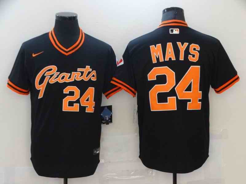 Men's San Francisco Giants #24 Willie Mays Black Cool Base Stitched Jersey