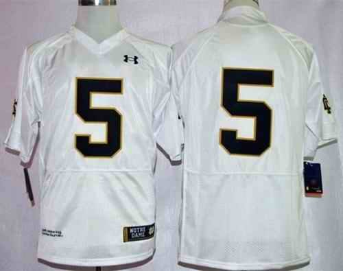 Fighting Irish #5 Everett Golson White Shamrock Series Stitched NCAA Jersey