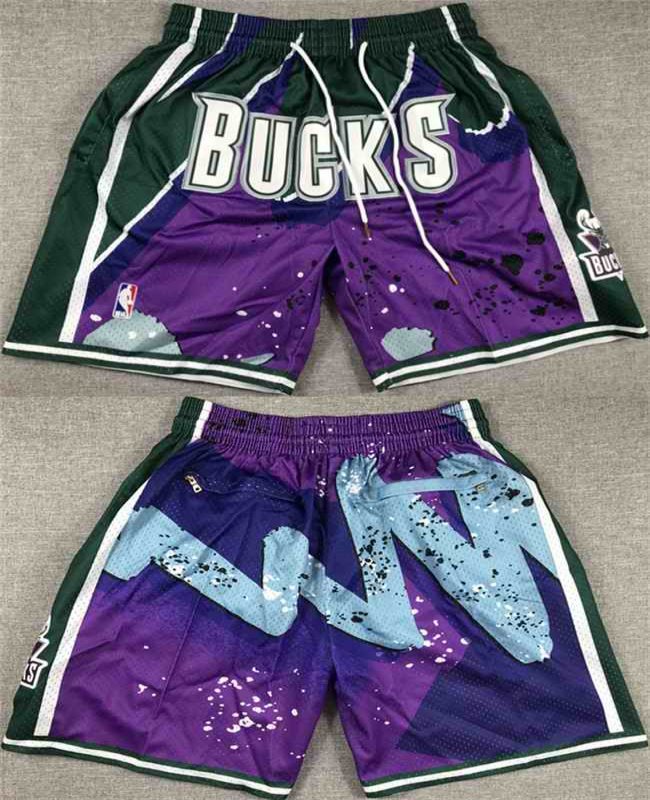 Men's Milwaukee Bucks Purple/Green Shorts (Run Small)