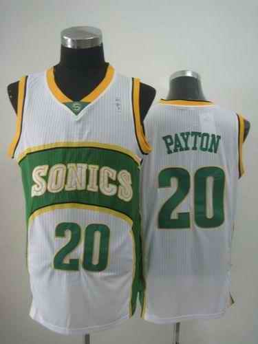 Thunder #20 Gary Payton White SuperSonics Throwback Stitched NBA Jersey