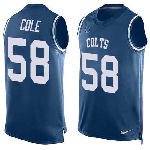 Nike Colts #58 Trent Cole Royal Blue Team Color Men's Stitched NFL Limited Tank Top Jersey