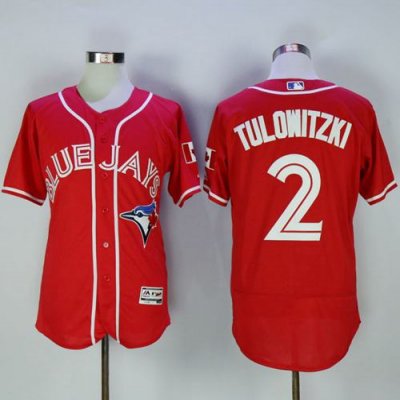 Blue Jays #2 Troy Tulowitzki Red Flexbase Authentic Collection Canada Day Stitched MLB Jersey