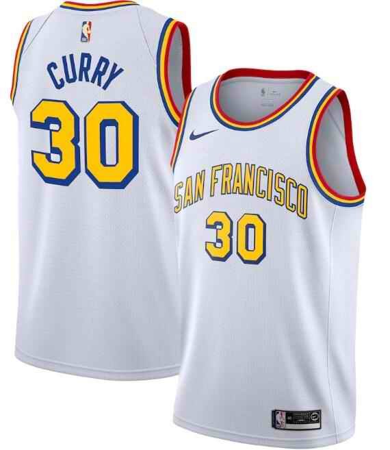 Men's Golden State Warriors #30 Stephen Curry White San Francisco Classic Edition Stitched Jersey