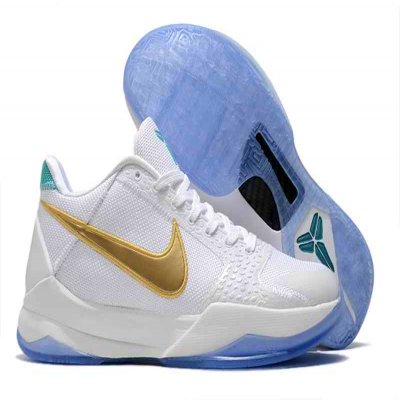 Men's Running weapon Kobe 5 White/Gold Shoes 032