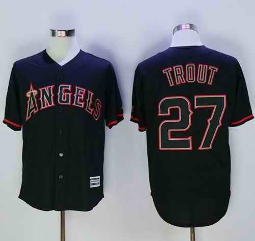 Angels of Anaheim #27 Mike Trout Black New Cool Base Fashion Stitched MLB Jersey