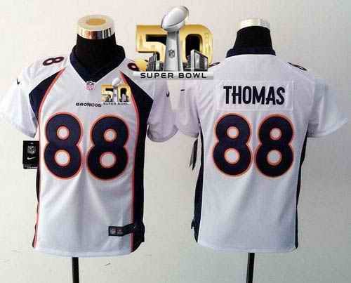 Nike Broncos #88 Demaryius Thomas White Super Bowl 50 Youth Stitched NFL Elite Jersey